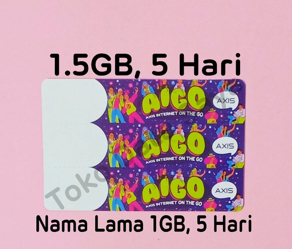 Voucher Kuota Data Axis Aigo 1.5GB, 5 Hari