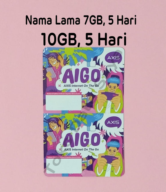 Voucher Kuota Data Axis Aigo 10GB, 5 Hari