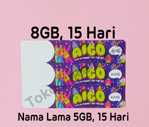 Voucher Kuota Data Axis Aigo 8GB, 15 Hari