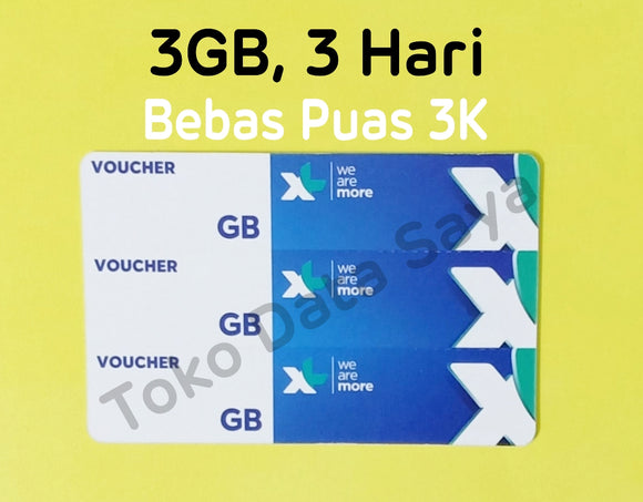 Voucher XL Bebas Puas 3K (3 GB) 3 Hari