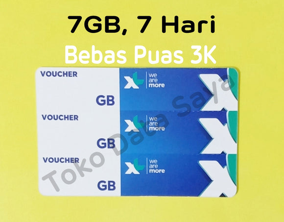 Voucher XL Bebas Puas 3K (7 GB) 7 Hari