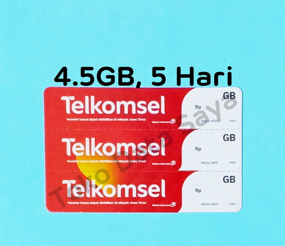 Voucher Kuota Data Telkomsel 4.5GB, 5 Hari JATIM