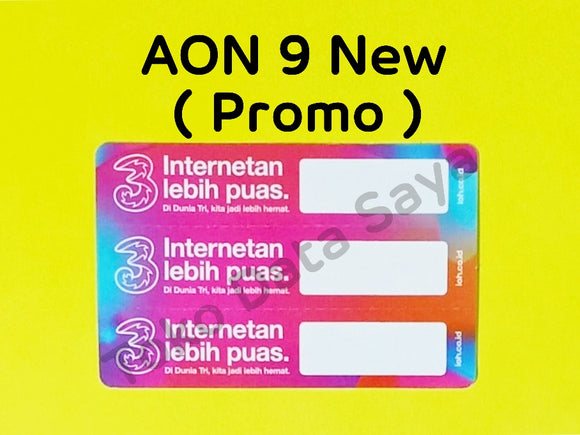 Voucher Kuota Data 3 / Three / Tri AON 9 ( Promo ) NEW total (12GB)