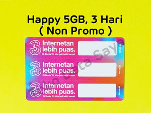 Voucher Kuota Data 3 / Three / Tri Happy 5GB, 3 Hari