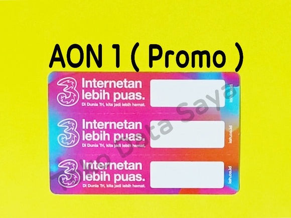 Voucher Kuota Data 3 / Three / Tri AON 1 ( Promo ) NEW total (3GB)