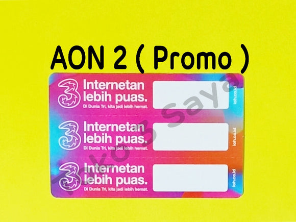 Voucher Kuota Data 3 / Three / Tri AON 2 ( PROMO ) NEW total (4.5GB)